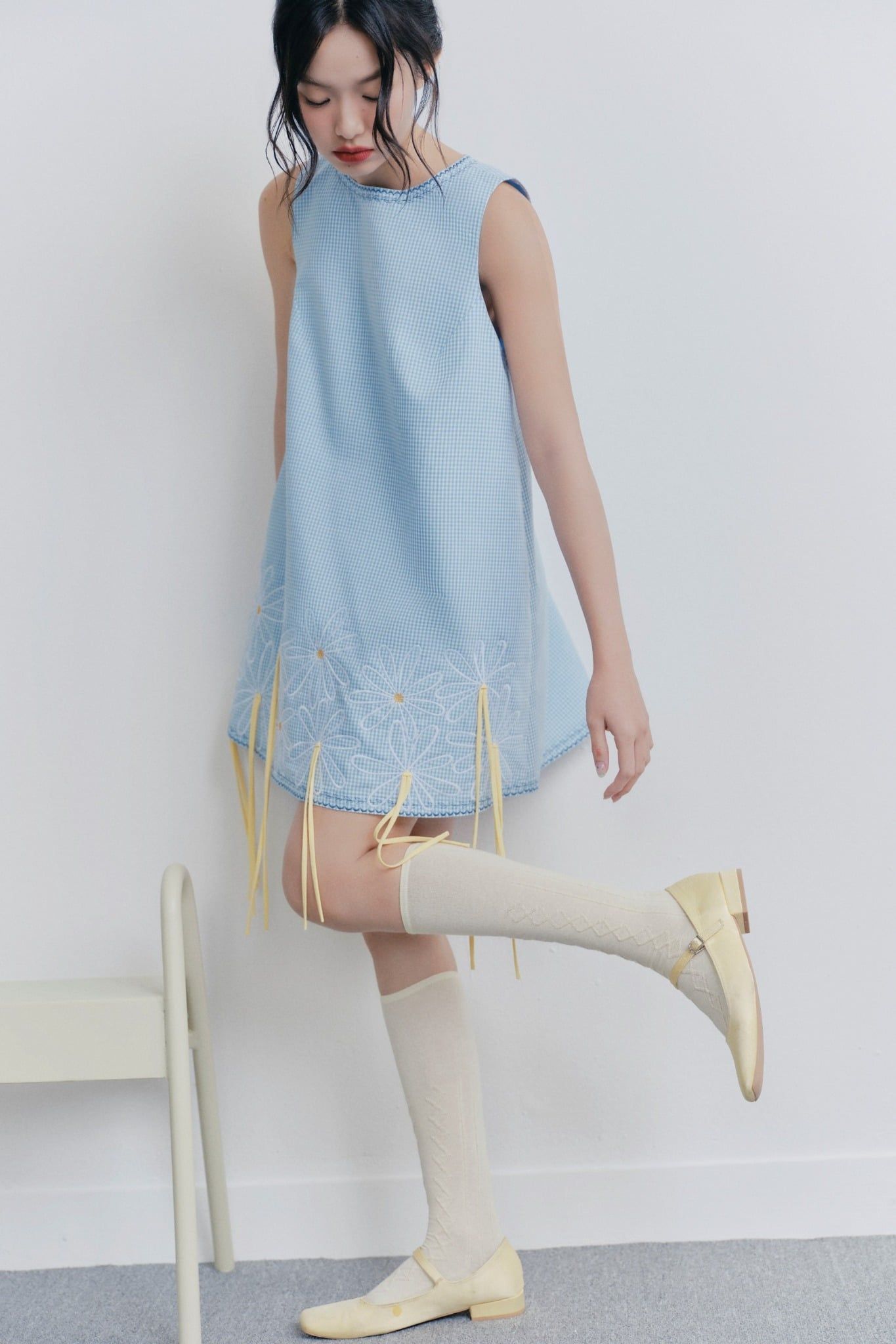 Baby Blue Tassel Embro Dress