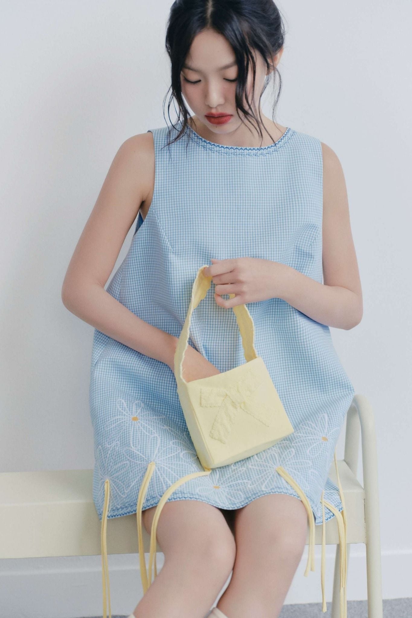 Váy Babydoll thêu hoa Baby Blue Tassel Embro Dress