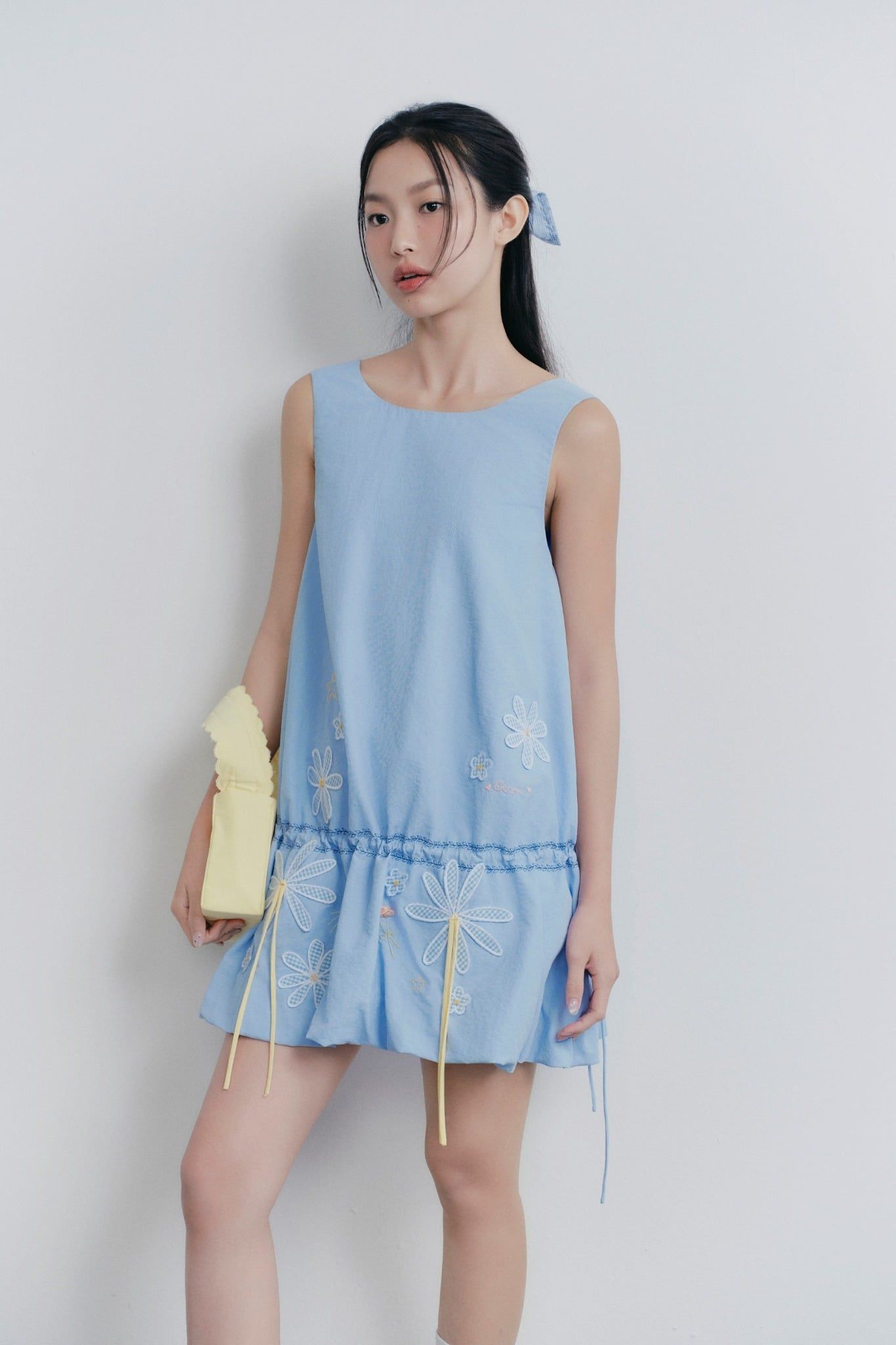 Baby Blue Puff Embro Dress