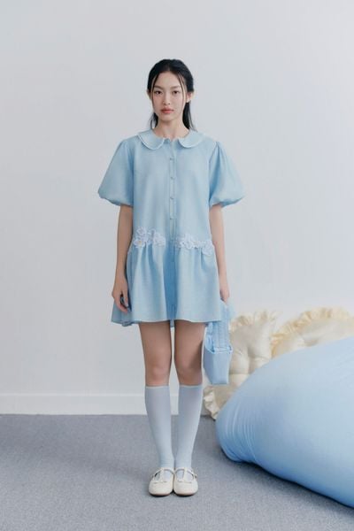  Blue Embro Mini Dress 