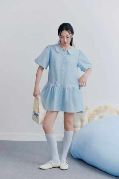  Blue Embro Mini Dress 