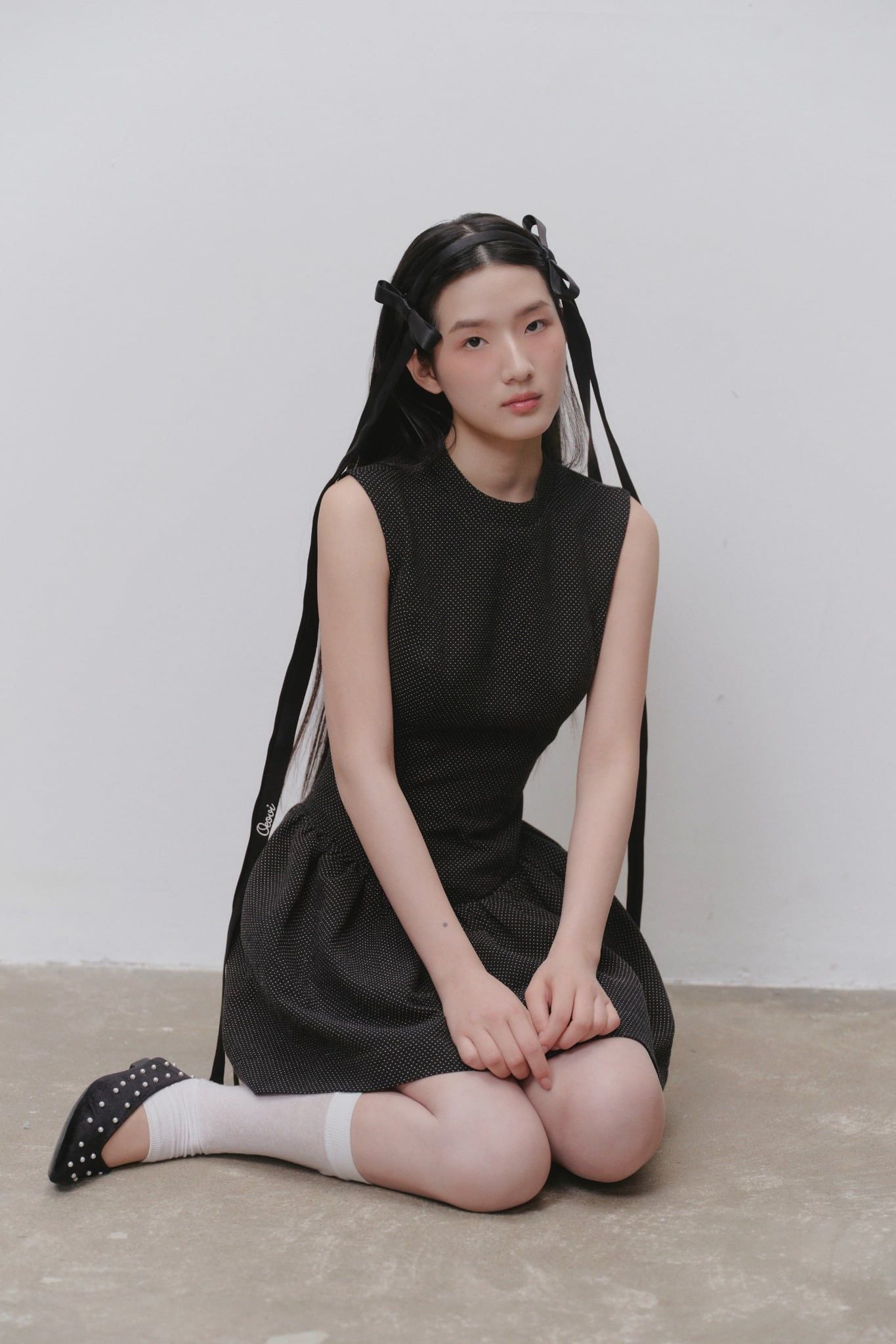 Váy xòe dáng ngắn Charcoal Cotton Sleeveless Flared Mini Dress