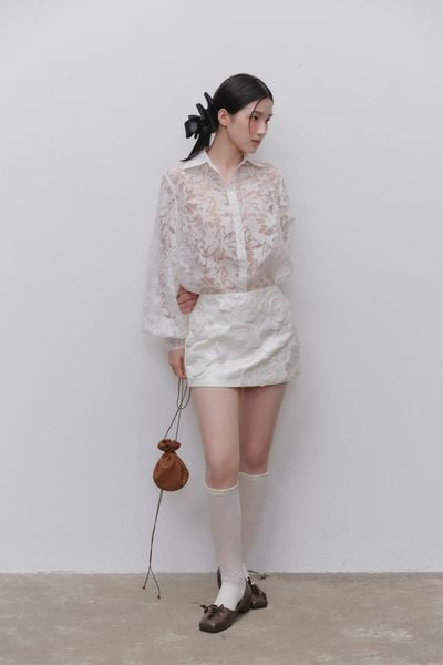  Áo Fleur Lace Sheer Mesh Shirt nhiều màu 