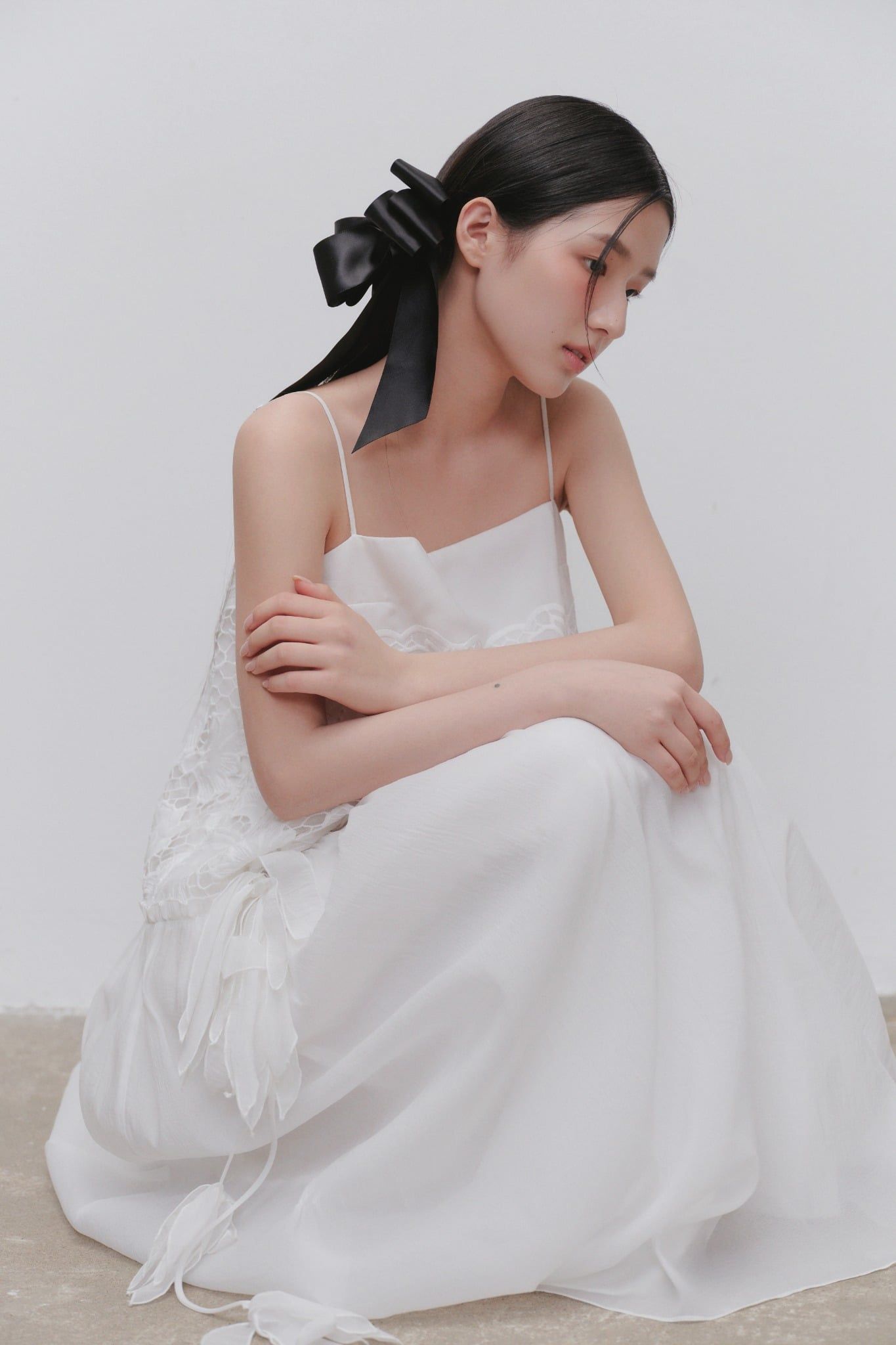 Váy 2 dây White Lace Chiffon Strappy Maxi Dress