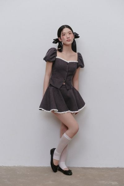  Set áo và chân váy Charcoal Puff Sleeve Corset Set 
