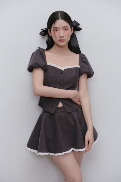  Set áo và chân váy Charcoal Puff Sleeve Corset Set 