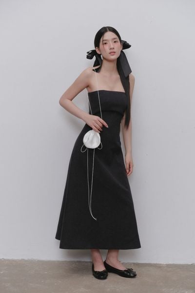  Váy cúp ngực dáng A Charcoal Denim A Line Midi Dress 