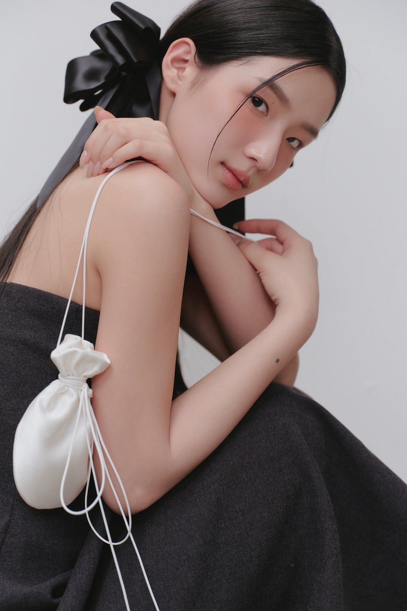 Váy cúp ngực dáng A Charcoal Denim A Line Midi Dress