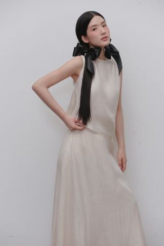 Set áo và chân váy Cream Muslin Tie Waist Set