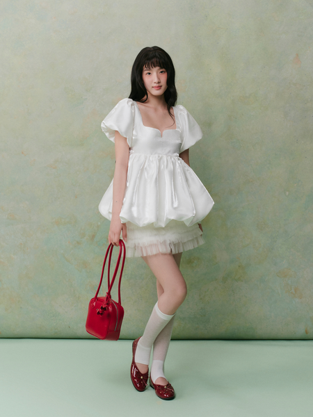  Áo White Tafta Puff Top 