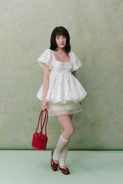  Áo White Tafta Puff Top 