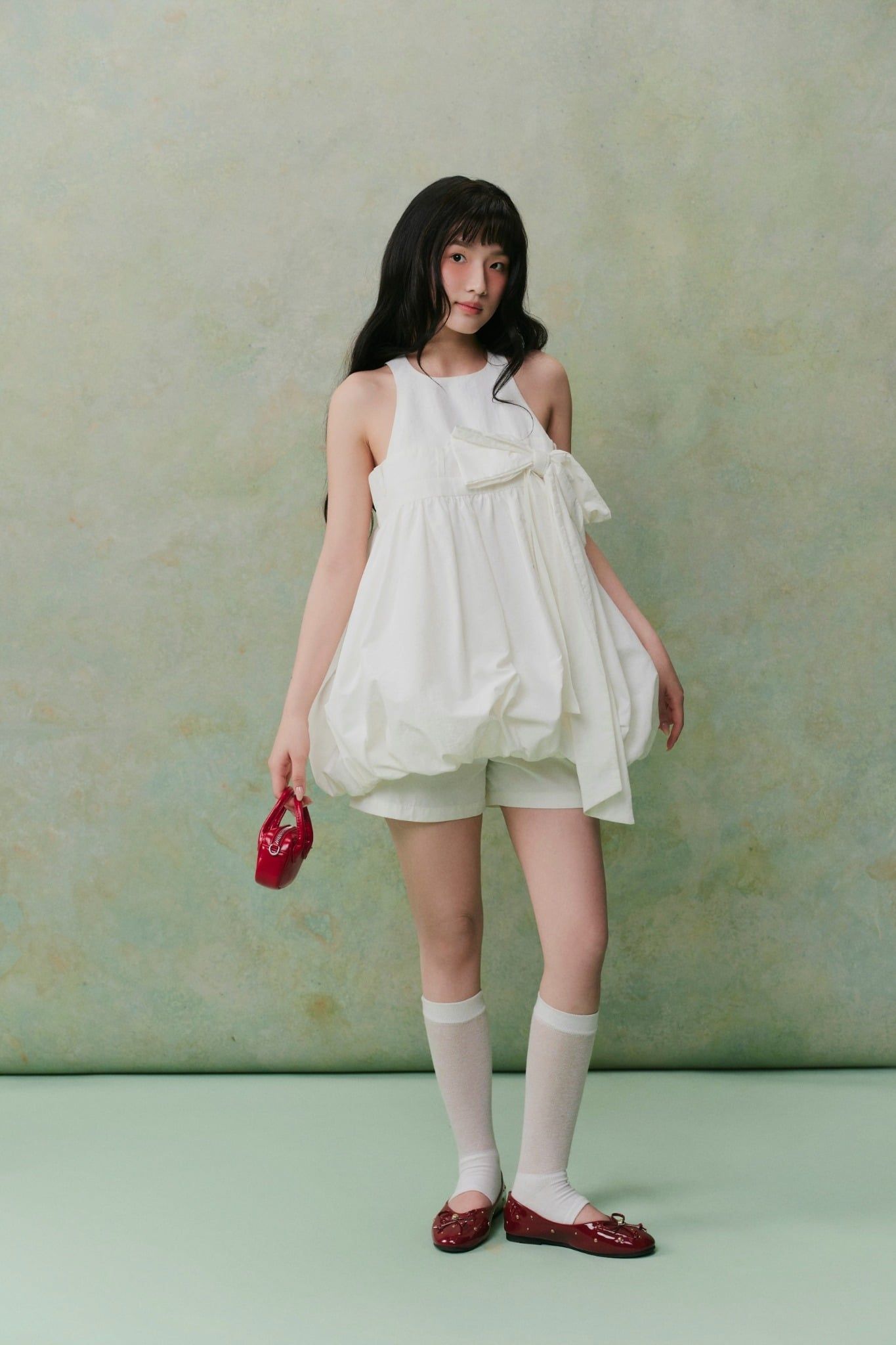 White Bow Babydoll Set