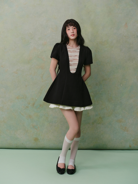  Đầm chiết eo A Line White Layered Mini Dress nhiều màu 