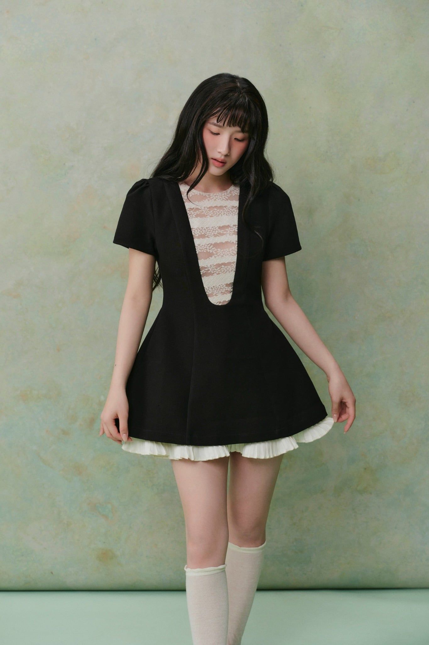 Đầm chiết eo A Line White Layered Mini Dress nhiều màu