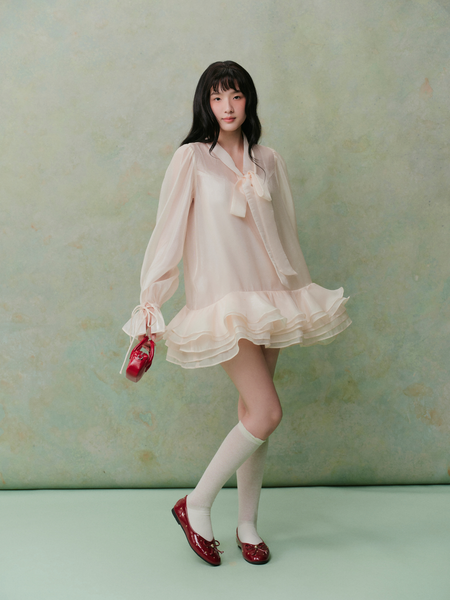 Đầm suông Chiffon Bowy Oversized Mini Dress nhiều màu 