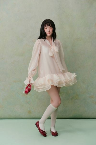  Đầm suông Chiffon Bowy Oversized Mini Dress nhiều màu 