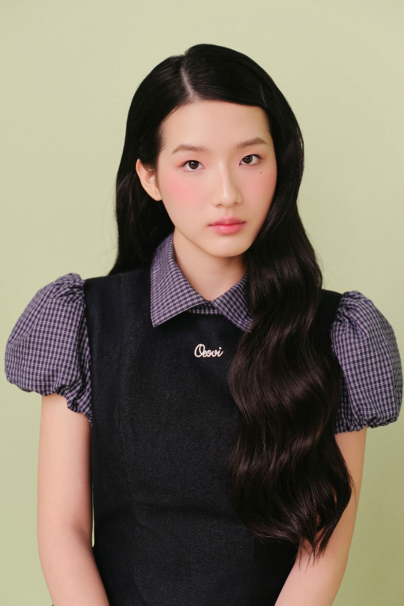 Váy dáng ngắn tay bồng Navy Jeans Collar Puff Sleeve Mini Dress