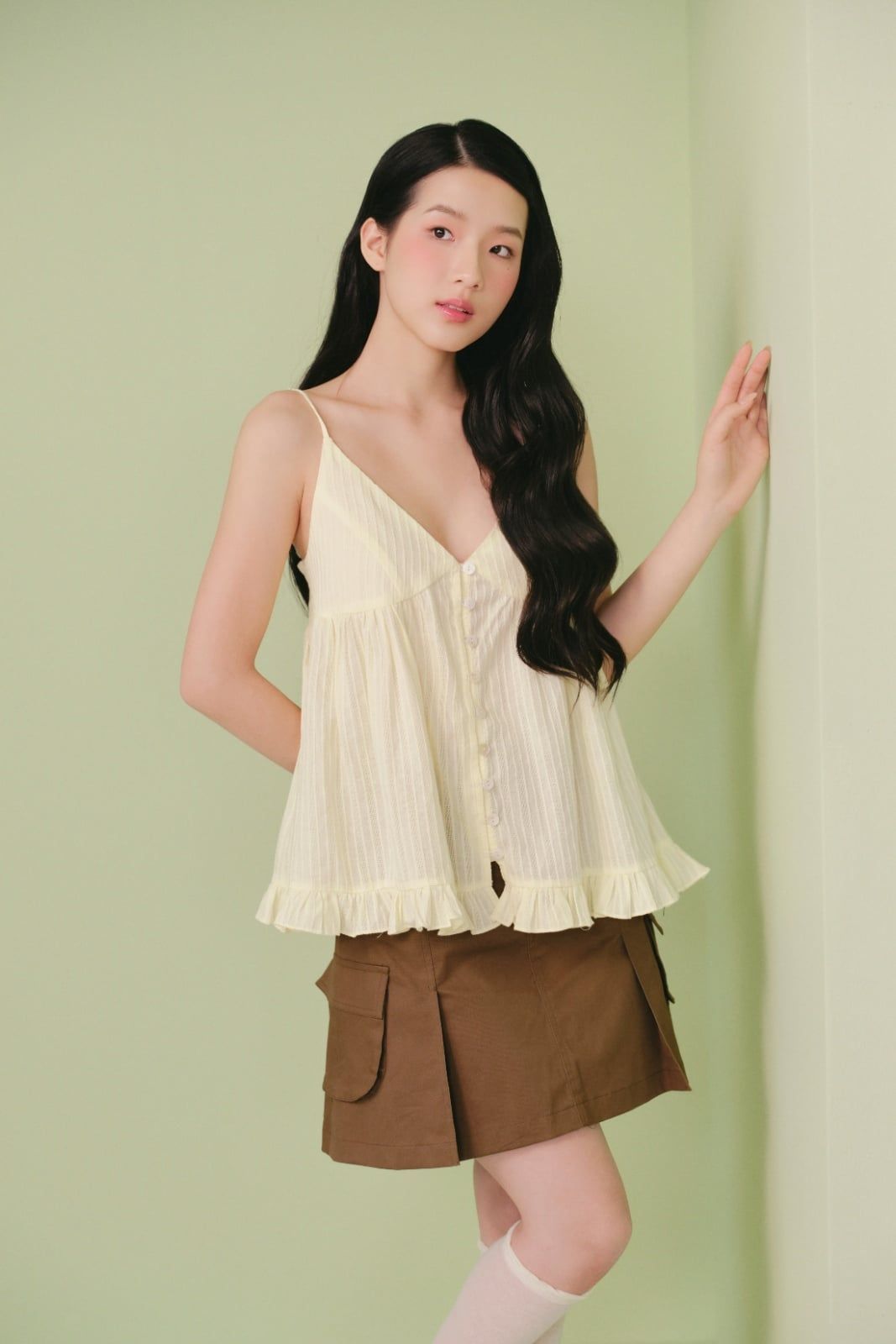 Chân váy chữ A túi hộp Brown Kaki Cargo Skirt