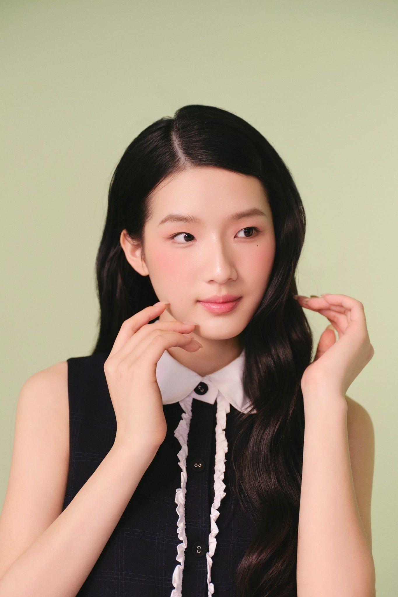 Váy dáng ngắn không tay Navy Collar Pleated Mini Dress