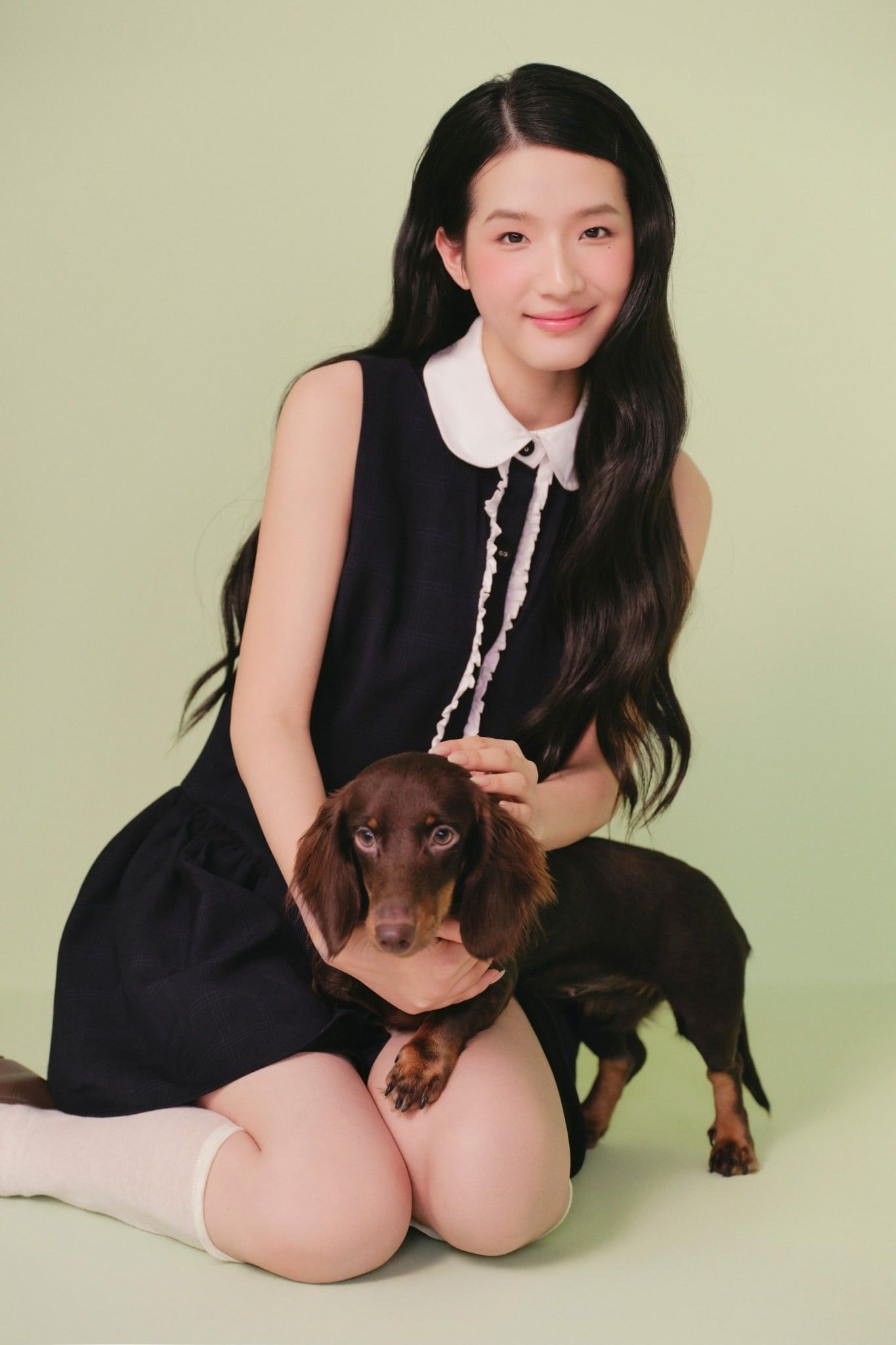 Váy dáng ngắn không tay Navy Collar Pleated Mini Dress