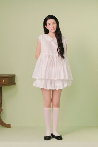 Áo babydoll sát nách Ivory Gauze Peter Pan Sleeveless Top 