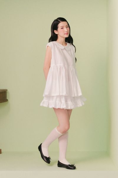  Áo babydoll sát nách Ivory Gauze Peter Pan Sleeveless Top 