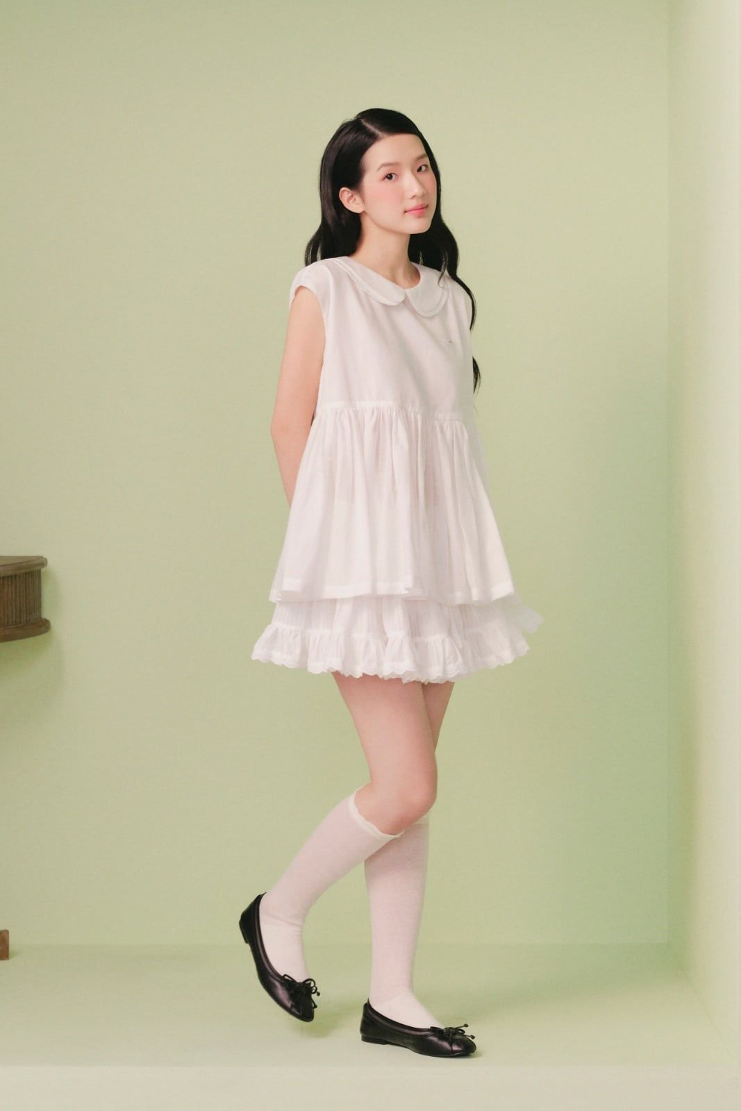 Áo babydoll sát nách Ivory Gauze Peter Pan Sleeveless Top