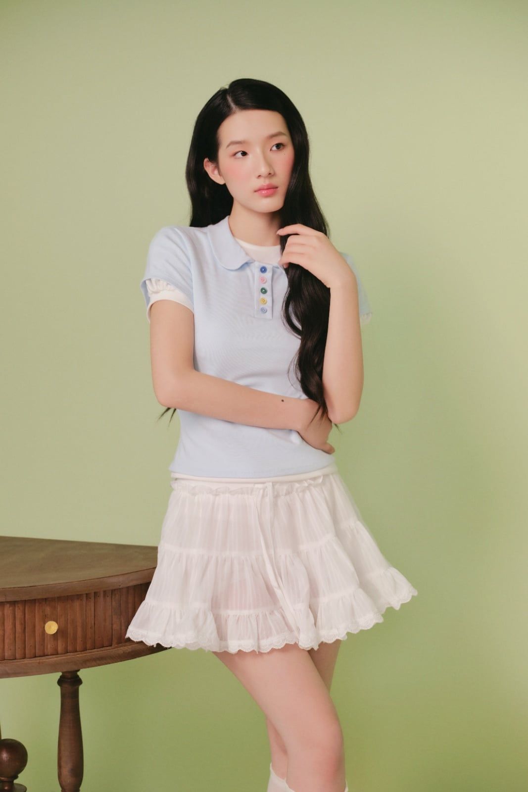 Áo Thun Tay Phồng White Cotton Short Sleeves Top