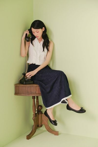  Áo kiểu thắt nơ White Cotton Bow Tie Ruched Sleeveless Top 