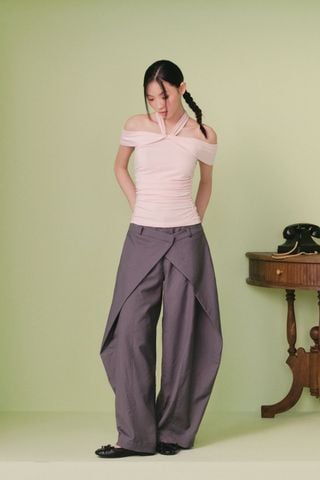 Quần kiểu Charcoal Kaki Layered Wide Leg Pants