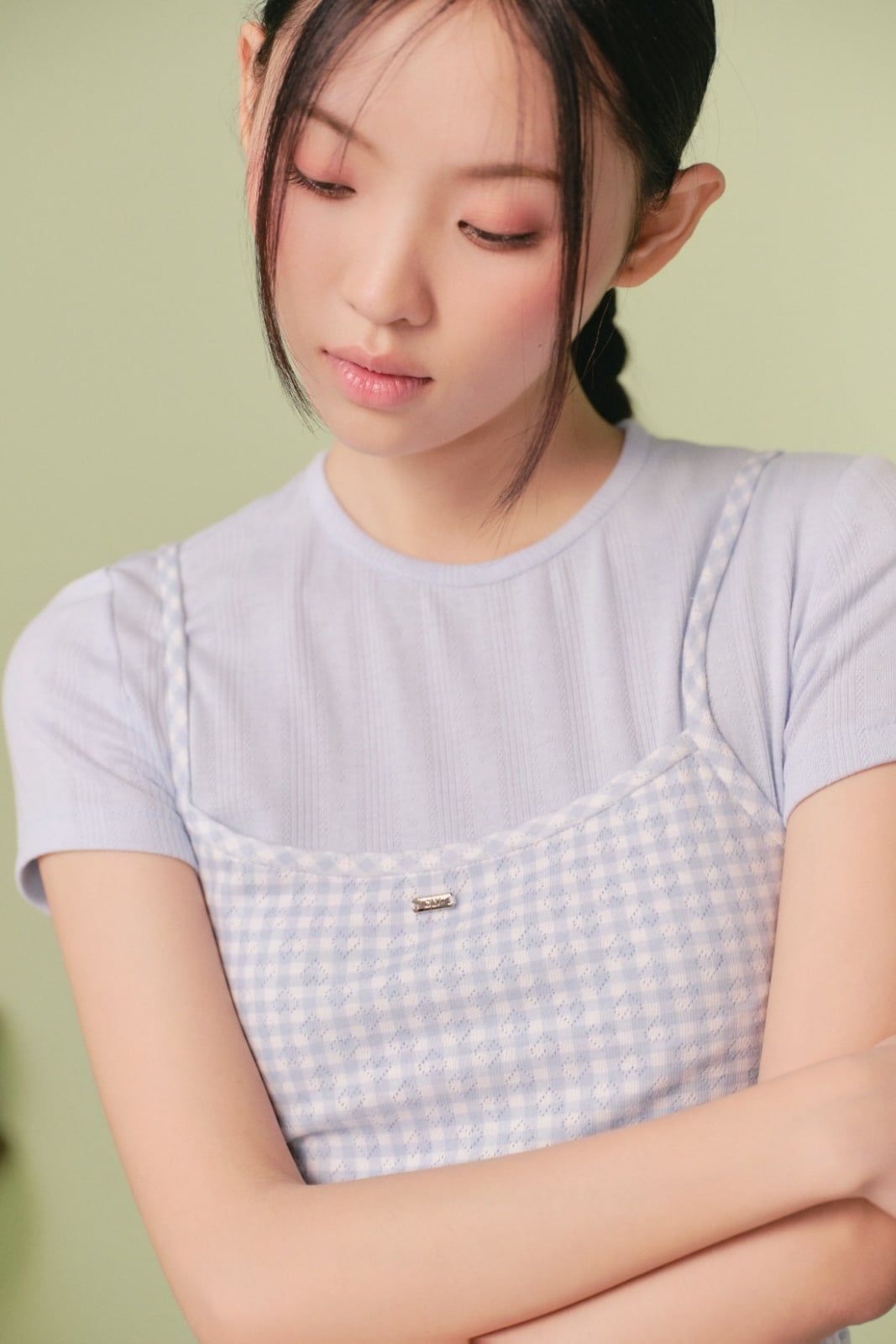 Áo hai dây sọc Blue Cotton Plaid Cami Top