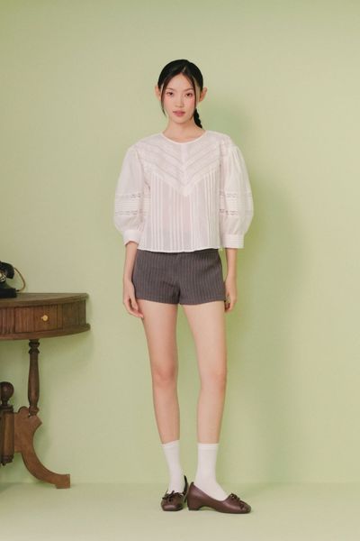  Quần shorts Pinstripe High Waist 
