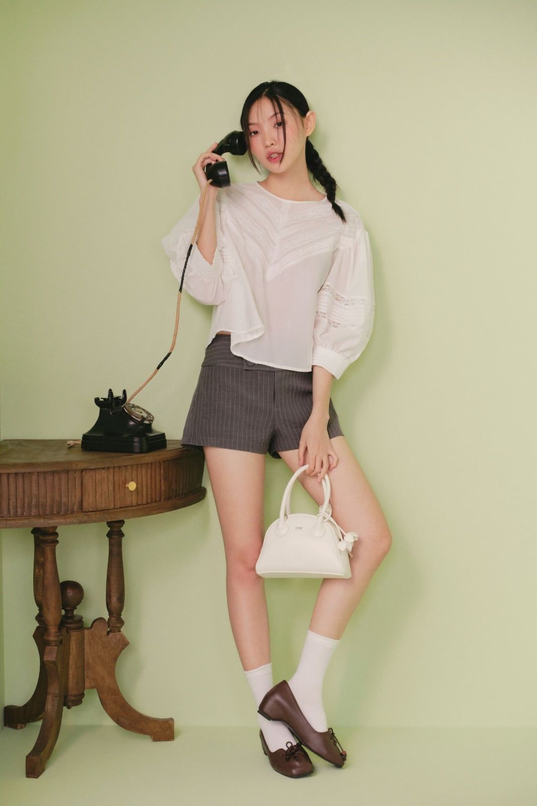 Áo tay dài ly tăm White Gauze Loose Puff