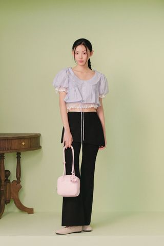 Áo kiểu croptop Blue Chiffon Puff Crop