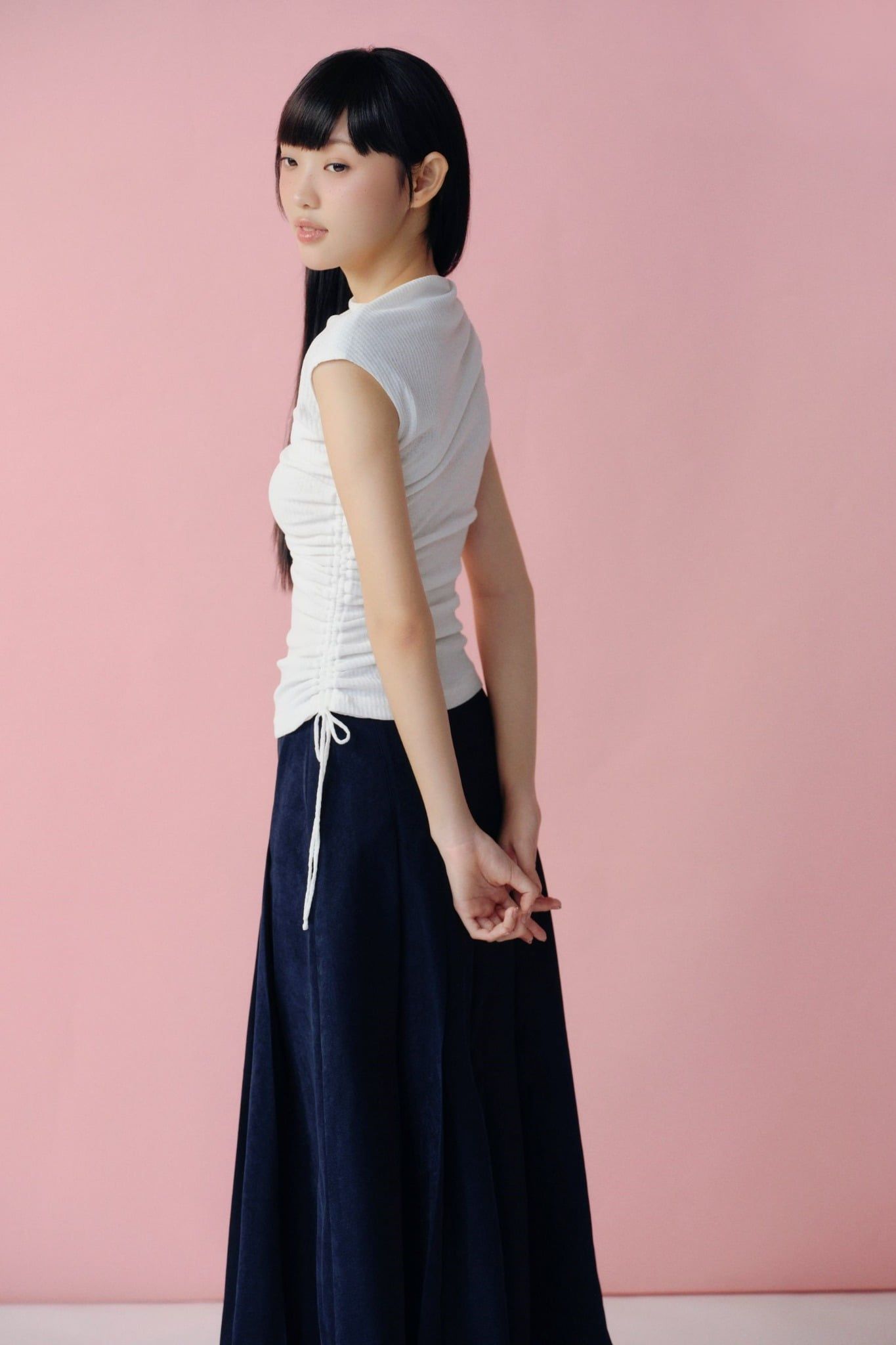 Áo kiểu White Draped Cap Sleeves Top