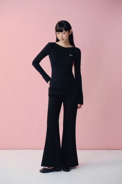  Quần ống loe Black High Waist Flared Pants 