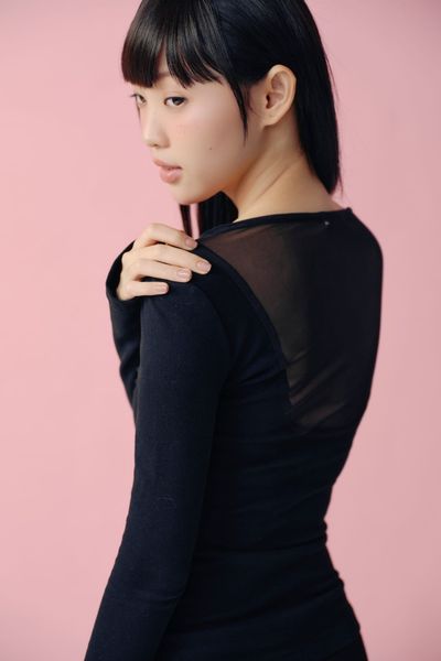  Áo kiểu Black Fitted Long Sleeves Top 