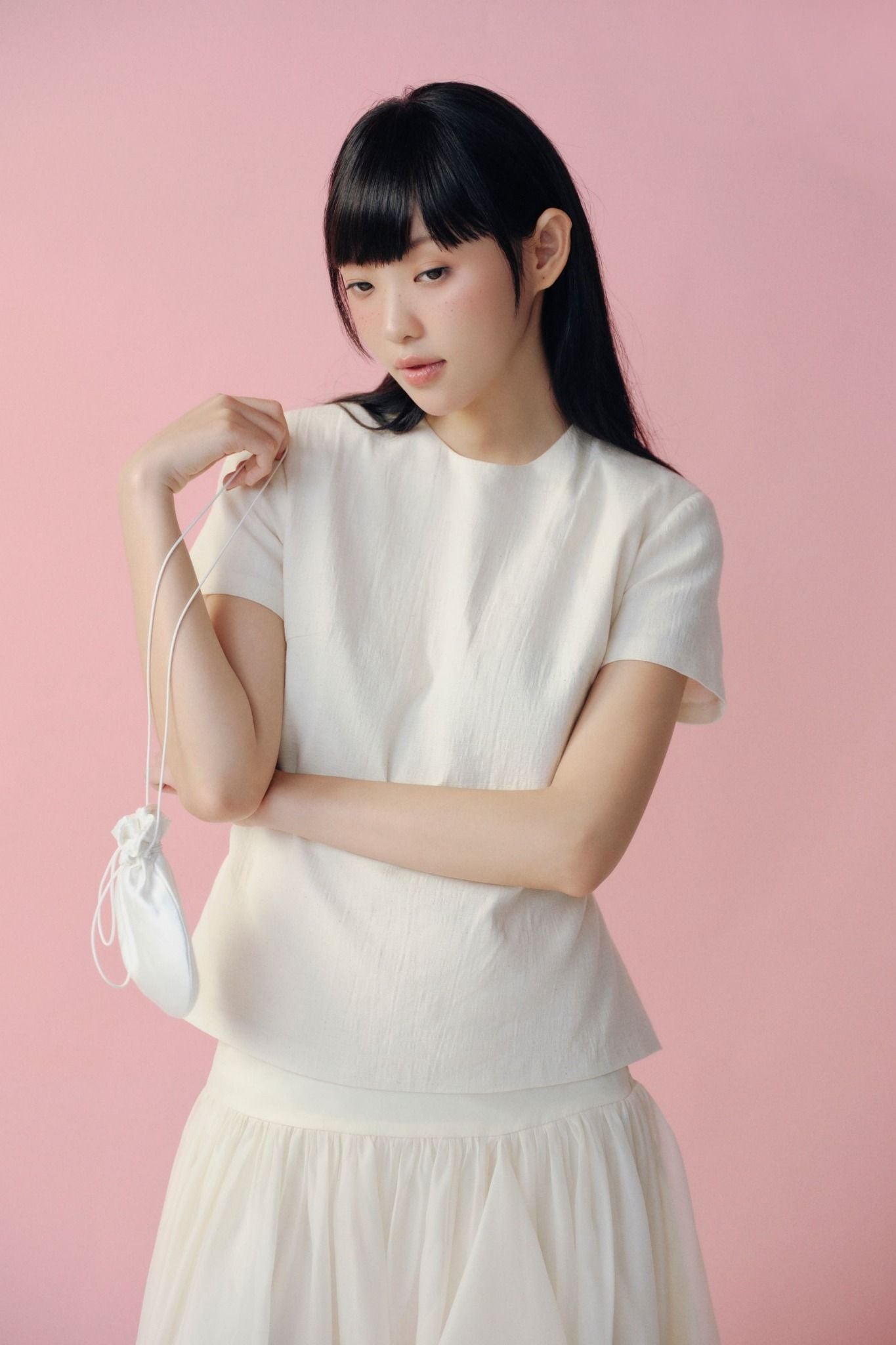 Set áo và chân váy Cream Chiffon Layered Set