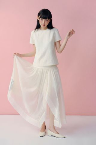 Set áo và chân váy Cream Chiffon Layered Set