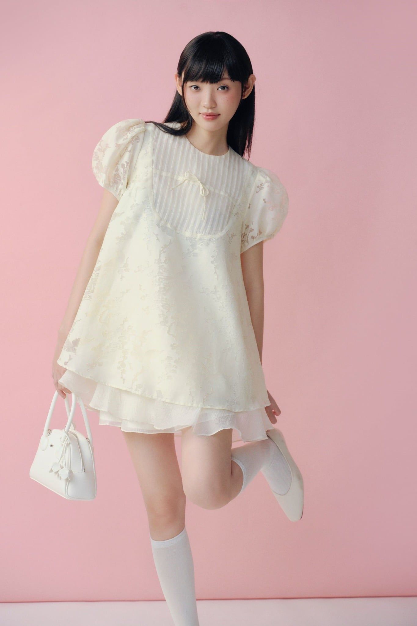 Váy babydoll Butter Fleur Puff Sleeve Layered Mini Dress