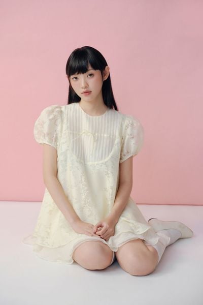  Váy babydoll Butter Fleur Puff Sleeve Layered Mini Dress 