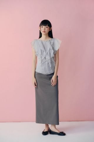 Áo kiểu Grey Chiffon Soft Frill Top