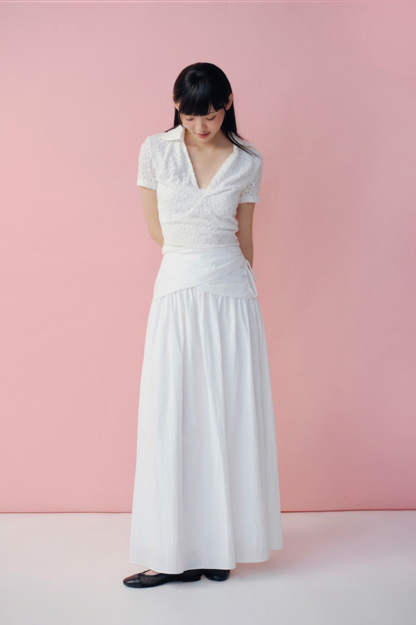 Chân váy White Draped Maxi Skirt