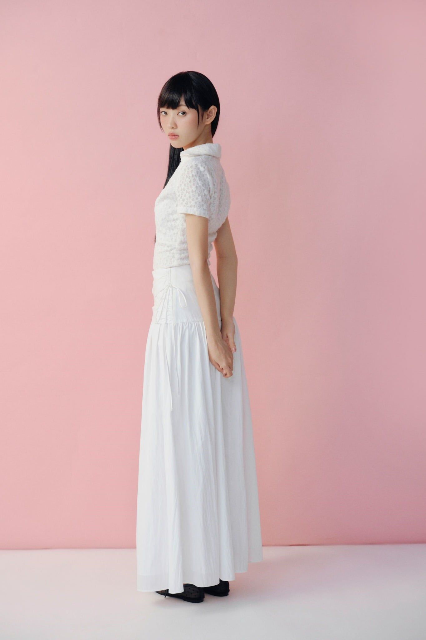 Chân váy White Draped Maxi Skirt