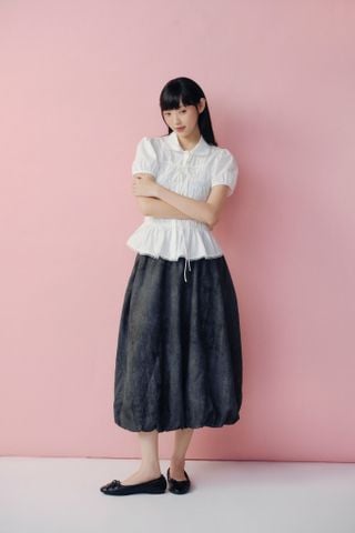 Chân váy Black Cotton Flared Skirt