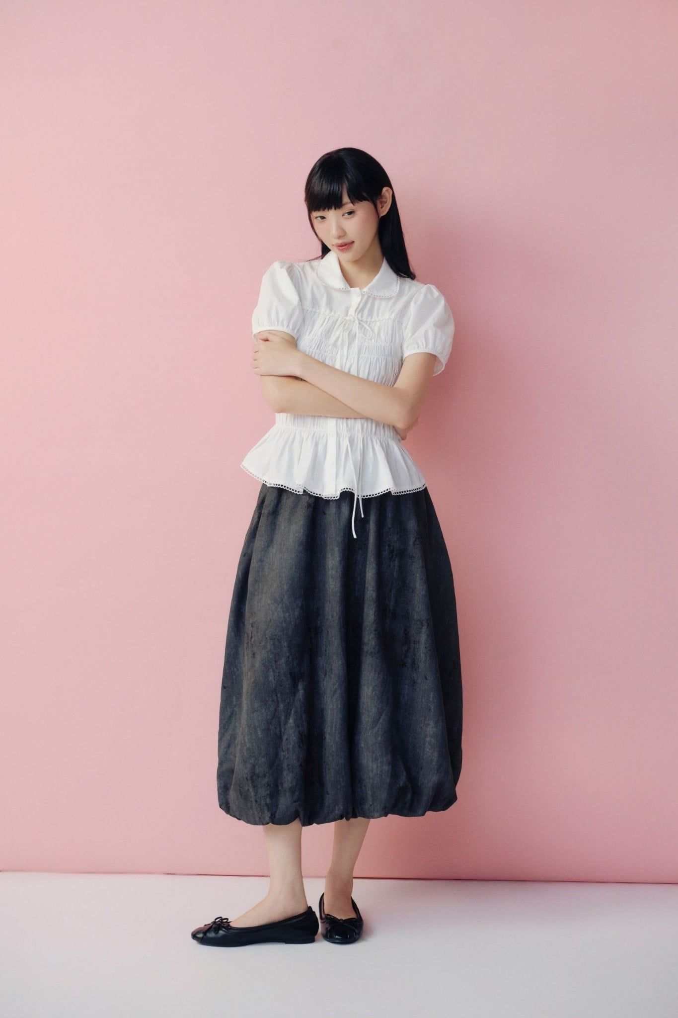 Chân váy Black Cotton Flared Skirt