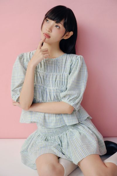  Set áo babydoll và chân váy Striped Ruffled Puff Sleeve Set nhiều màu 