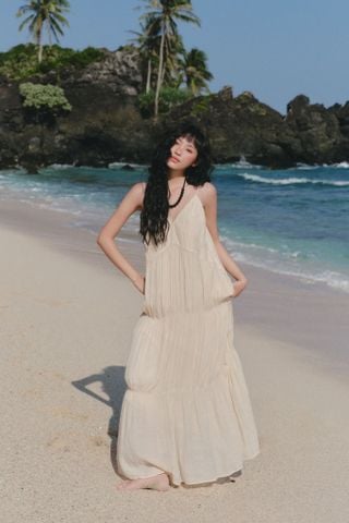 Váy maxi 2 dây Cream Cotton Cami Tiered Maxi Dress