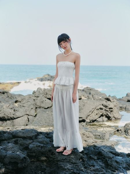  Quần cotton dáng dài White Cotton Wide Leg Pants 