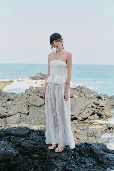  Quần cotton dáng dài White Cotton Wide Leg Pants 